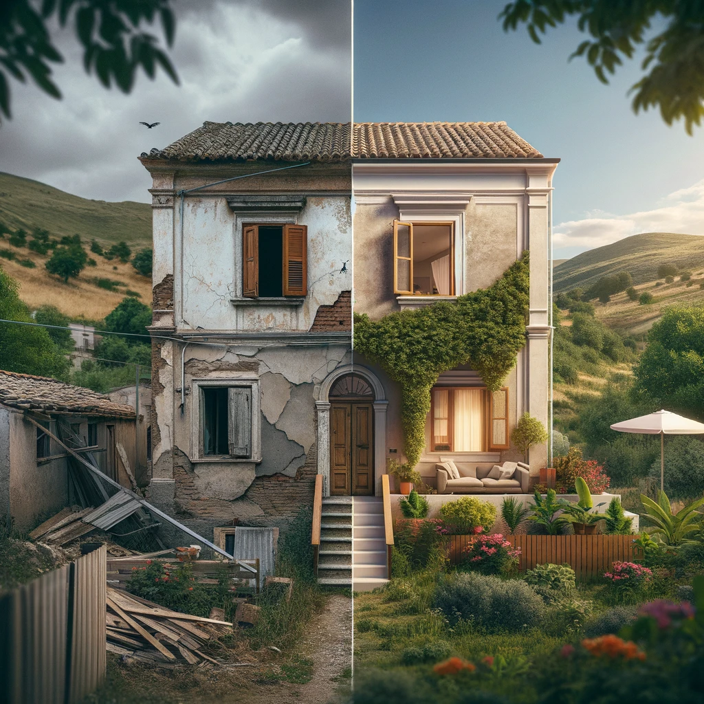 Quaint Calabrian house with lush garden representing Calabrian Beauty